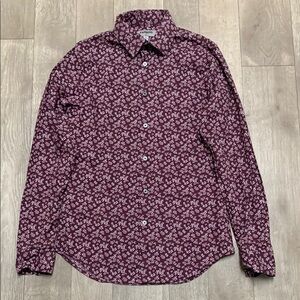 Mens Express Floral Slim Fit‎ Casual Dress Long Sleeve Shirt